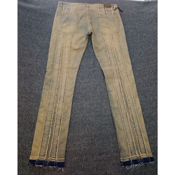 KDNK Men's Jeans Straight Leg Beige Blue Distressed Size 38 NWOT - Picture 12 of 13